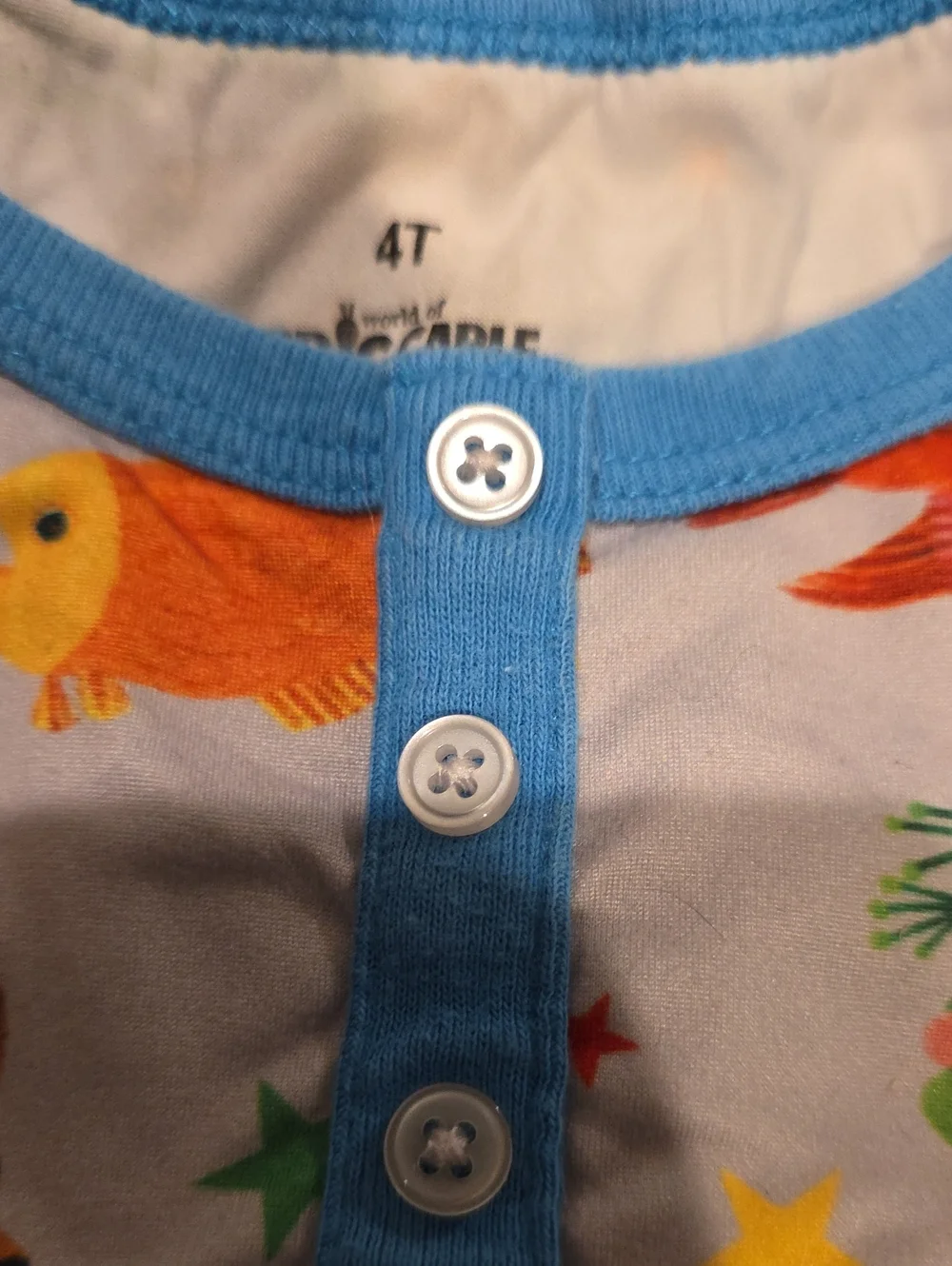 Kids Animal Print Pajama Set - Gray with Blue Trim 4t Brown Bear